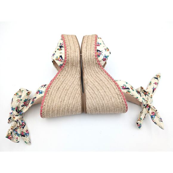 Prada Floral Platform Wedge Espadrille Sandals Self-Tie Accent Size US7.5 EU37.5 - Picture 7 of 13